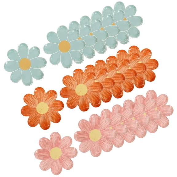 DECOMELODY Flower Shaped Cake Plates Blue Paper 30Pcs 6.9In