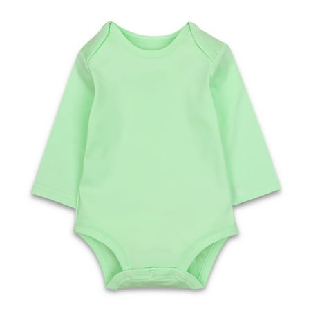 Kiijoy Baby Girl Boy Long Sleeve Bodysuit Solid Color Cotton Romper Onesies Sizes 0-24M