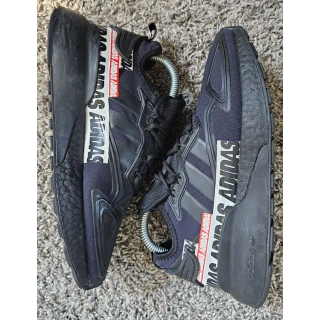 Adi - das Men's ZX 2k Boost Running Shoes SIze 7 Black Mesh Sneaker Logo Spellout