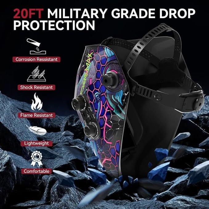 ARCCAPTAIN True Color Solar Auto Darkening Welding Helmet, 3.94"X3.66" Large Screen, 4 Arc Sensors, Wide Shade 4-13 for TIG MIG ARC Grinding