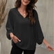thumbnail image 5 of Blusa casual sólida de manga 3/4 con cuello en V de verano para mujer a la moda Fridja  czfsfas4638, 5 of 7