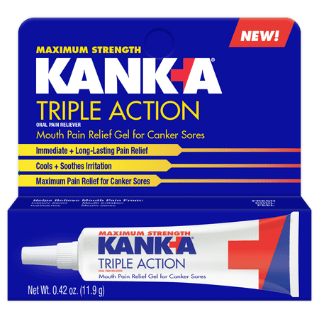 Kank-A Triple Action Gel, Maximum Strength Canker Sore Treatment, 0.42 oz