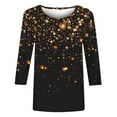 thumbnail image 4 of Scyoekwg Womens 3/4 Sleeve Tops Plus Size Workout Shirts Dressy Casual Blouses Glitter Print Graphic Tees Loose Comfy Trendy Crew Neck Blouses (#A01=Black,S), 4 of 5