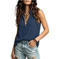thumbnail image 3 of Aezemi Women Cotton Linen Tank Top, Collared V Neck Summer Beach Vacation Shirts, Fashion Sleeveless Lightweight Tunic Tops, 3 of 6