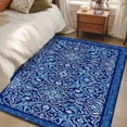 thumbnail image 4 of Boho Blue Area Rugs 3'x5', Washable Small Throw Rugs for Living Room Bedroom, Ethnic Western Abstract Tribal Floral Art Indoor Outdoor Rug Non-Slip Low Pile Carpet Runner Reversible Floor Mats, 4 of 8