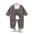 thumbnail image 4 of Afdoent Toddler Boy Outfits Suit Set 3 Piece Formal Outfit With Bow Tie Vest Long Sleeve British Style Toddler Clothes For Spring Autumn Season 6-12 Months, 4 of 4