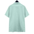 thumbnail image 5 of DDAPJ pyju Men's Casual Button Down Shirts Short Sleeve Cotton Linen Shirt Summer Beach Shirt Fashion Vacation Blouse with Double Pockets Summer Savings Mint Green XXL, 5 of 7