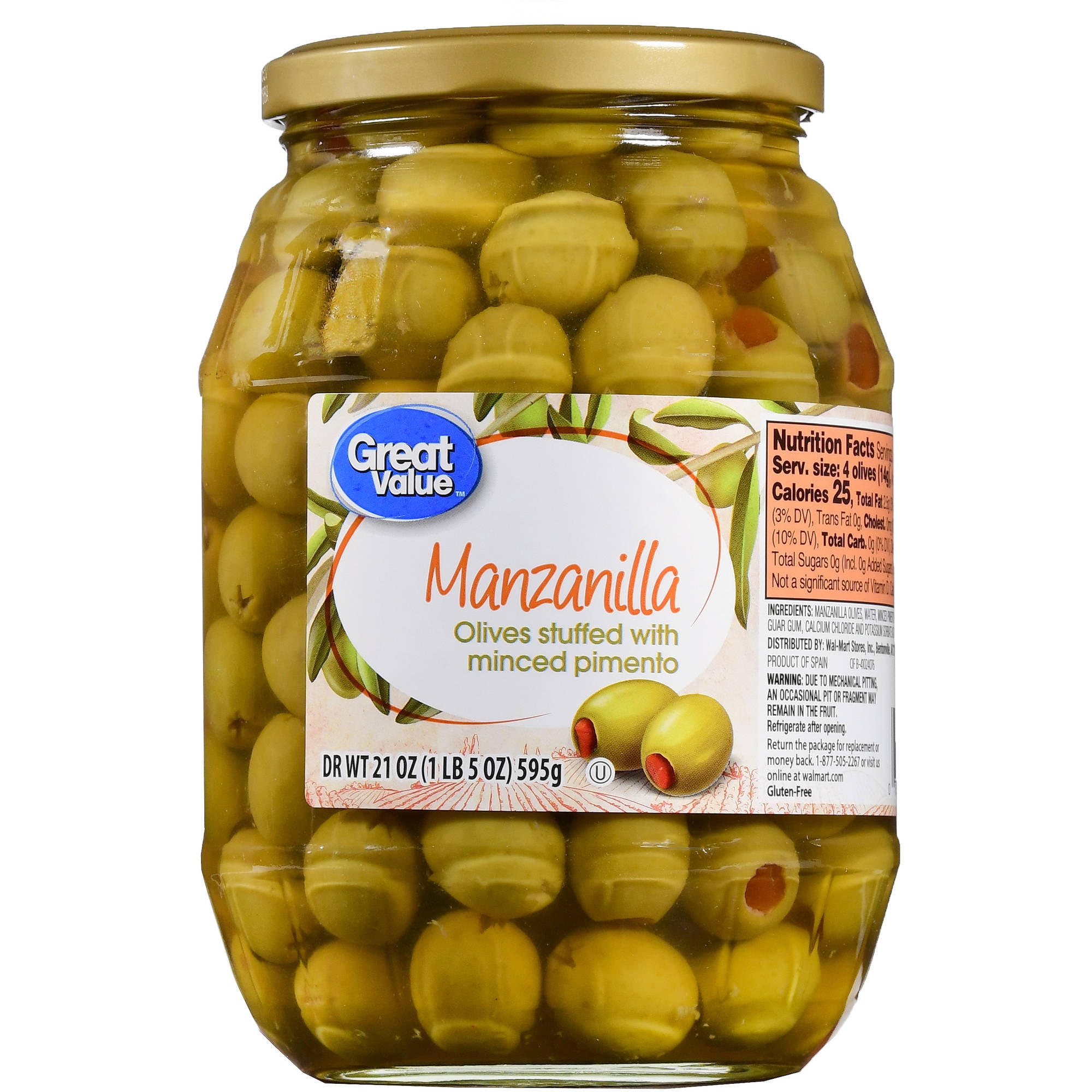 Great Value Minced Pimiento Stuffed Manzanilla Olives, 21 oz by Generic