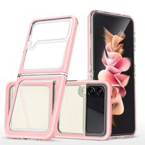 SaniMore for Samsung Galaxy Z Flip 3 Crystal Clear [Not Yellowing Technology] Case, Hard PC & TPU Bumpers Case with Wireless Charging Shockproof Protective Case for Samsung Z Flip 3, Pink