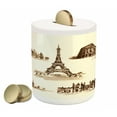 thumbnail image 1 of Vintage Piggy Bank, European Landmark Traveller Tourist Cities Italy France Spain Sketchy Image, Ceramic Coin Bank Money Box for Cash Saving, 3.6" X 3.2", Brown and Cream, by Ambesonne, 1 of 4