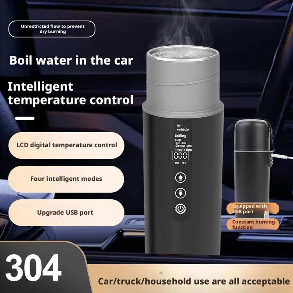 12/24V Car Heating Cup Electric Kettle Stainless Steel Smart TemperatureControl