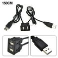 thumbnail image 3 of 150CM Car Dash Flush Mount AUX USB Port Panel Dual USB Extension Adapter Cable, 3 of 12
