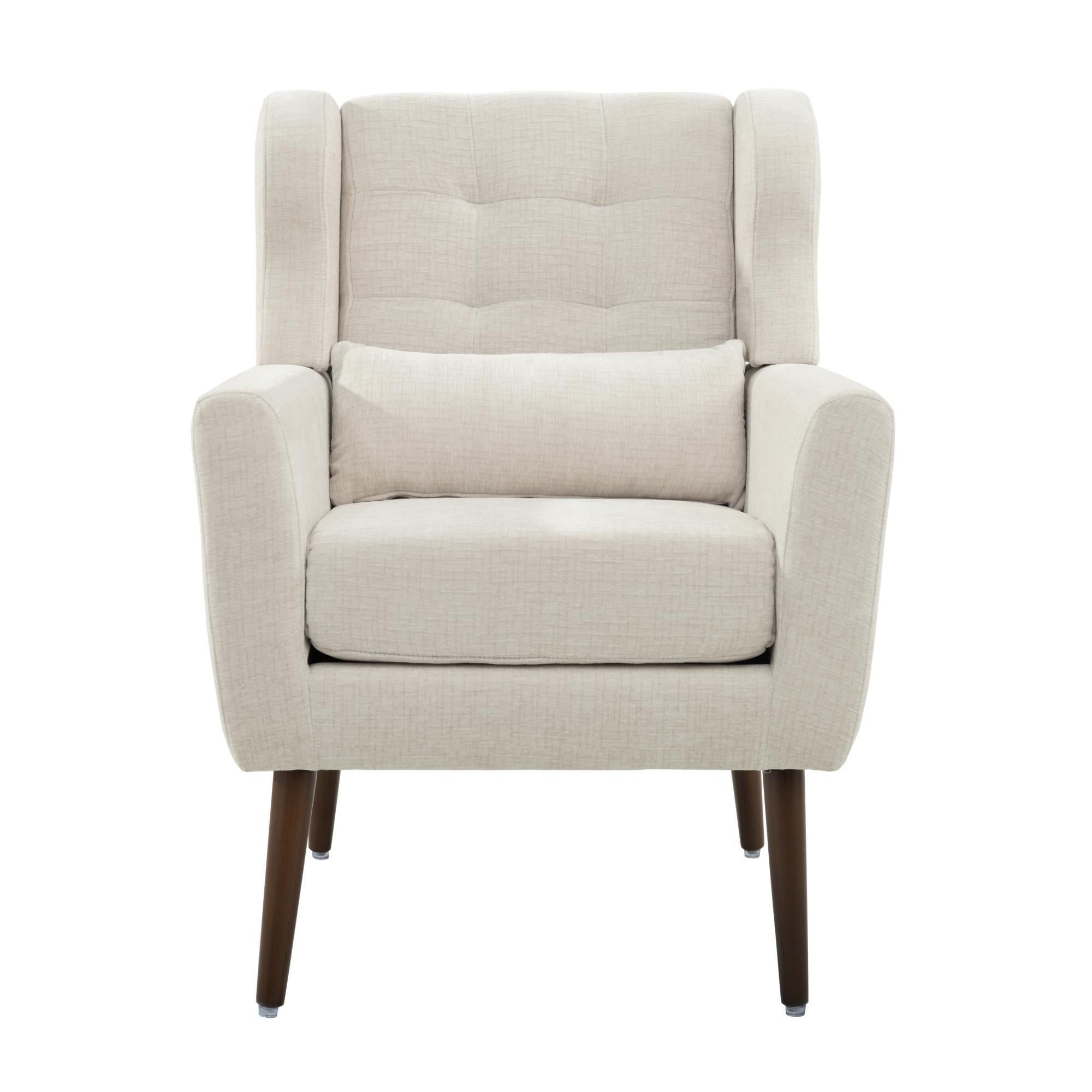 DEALTOPS Upholstered Accent Chair Modern Armchair with Chenille Fabric Lounge for Bedroom-Beige