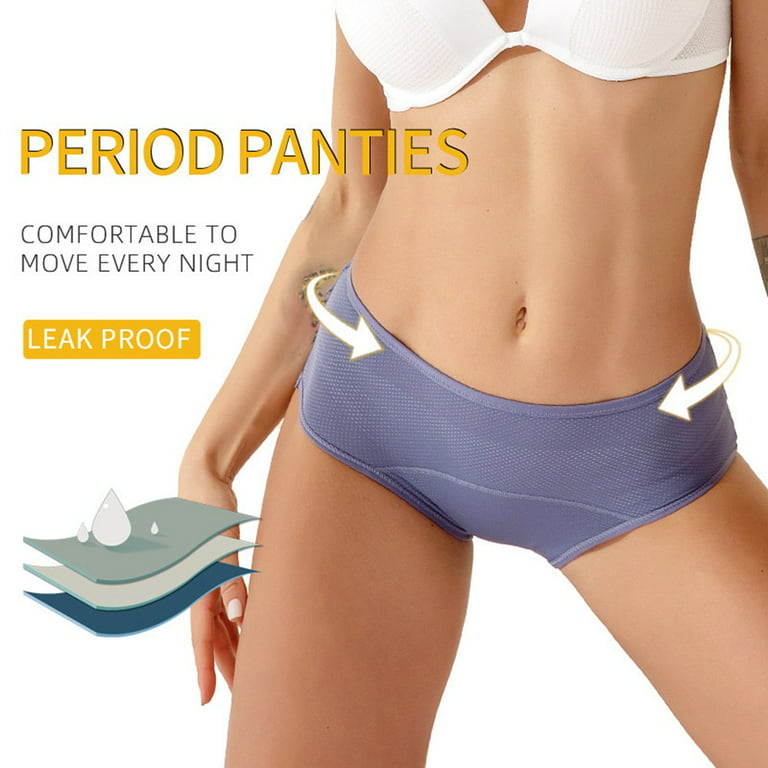 Womens Cotton Period Underwear Teens Girls Heavy Flow Menstrual Leak Proof  Panties Packs 3Pack