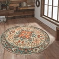 thumbnail image 1 of Alfombra Turca Decorativa Redonda Vintage Citrus Peel Para Sala Recámara Cocina Hotel Oficina 150x150 cm, 1 of 4