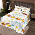 thumbnail image 2 of Erosebridal Cartoon Bus Car Coverlet Set Queen, Construction Vehicle Bedding Set, Colorful Flower Decor, 2 of 5