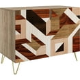 thumbnail image 3 of PixonSign Sideboard and Buffet Cabinet, 2 Doors Wood Storage Cabinet Console Table with Mid-Century 3D Polygon Collage Geometry for Kitchen, Bedroom, Dinning, Office - 35" L x 18" W x 29" H, 3 of 5