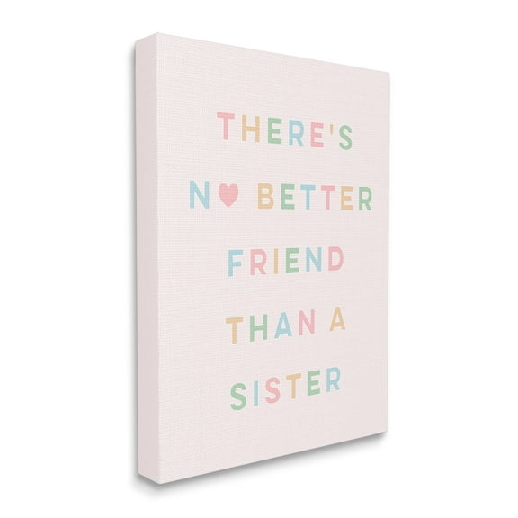 Stupell Industries No Better Friend Than Sister Quote Pastel Typography Inspirational Painting Gallery Wrapped Canvas Print Wall Art, 16 x 20