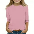 thumbnail image 1 of WRKEKC Chemises à Manches Longues pour Garçons, T-Shirts à Manches Longues pour Filles, Hauts/chemise à Col Rond à Manches 3/4 Unis Tendance pour Enfants, 1 of 5