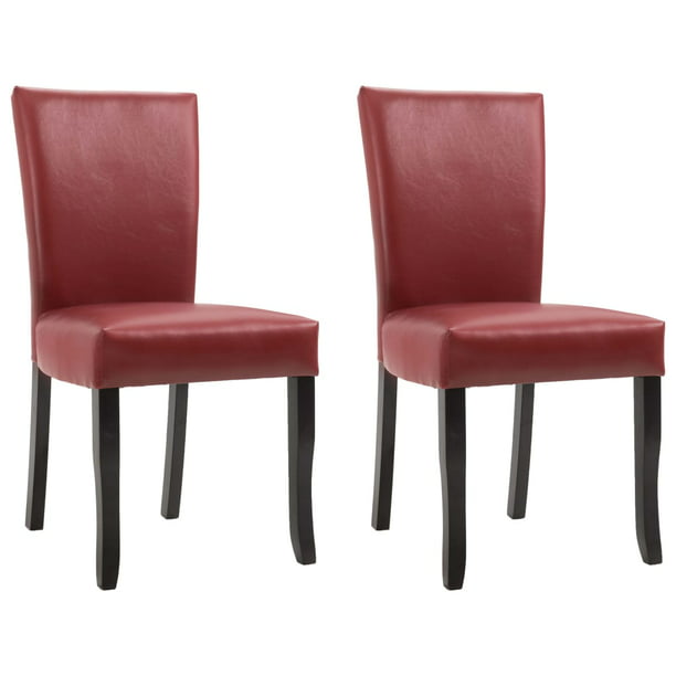 Lyumo Dining Chairs 2 Pcs Wine Red Faux, Modern Red Leather Dining Chairs