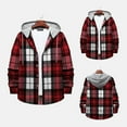 thumbnail image 2 of Tuphregyow Coat for Men Lounge Loose Button Down Plus Size Trendy Blazer Drawstring Hoodies Long Sleeve Plaid Puffer Shacket Jacket Trench Tartan Coats Red XL, 2 of 9