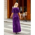 thumbnail image 2 of Robe Maxi en Velours à Col en V pour Femmes Manches Cloche Fendue Robe de Demoiselle d'Honneur Cocktail, 2 of 6