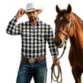 thumbnail image 2 of GrmtClth Mens Shirts Long Sleeve Plaid Button Down Shirt Casual Work Shirts Vintage Lightweight for All Season Cowboy Work Shirts with Pockets XXL, 2 of 8