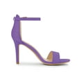 thumbnail image 3 of BLISSFUL STEP Women's Solid Color Strappy Suede Ankle Stiletto High Heels Sandals Purple 7, 3 of 7