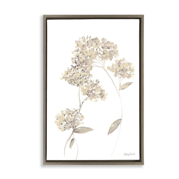 Stupell Industries Neutral Geranium Florets Botanical & Floral Painting Brown Floater Framed Art Print Wall Art, 17 x 25