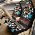 thumbnail image 3 of Xixirimido Car Seat Protection Set 5 Pieces Breathable PU Leather Front Seat Covers with Seat Belt and Console Covers Universal Fits Most Cars, Ethnic Tribal Highland Cattle Floral, 3 of 8
