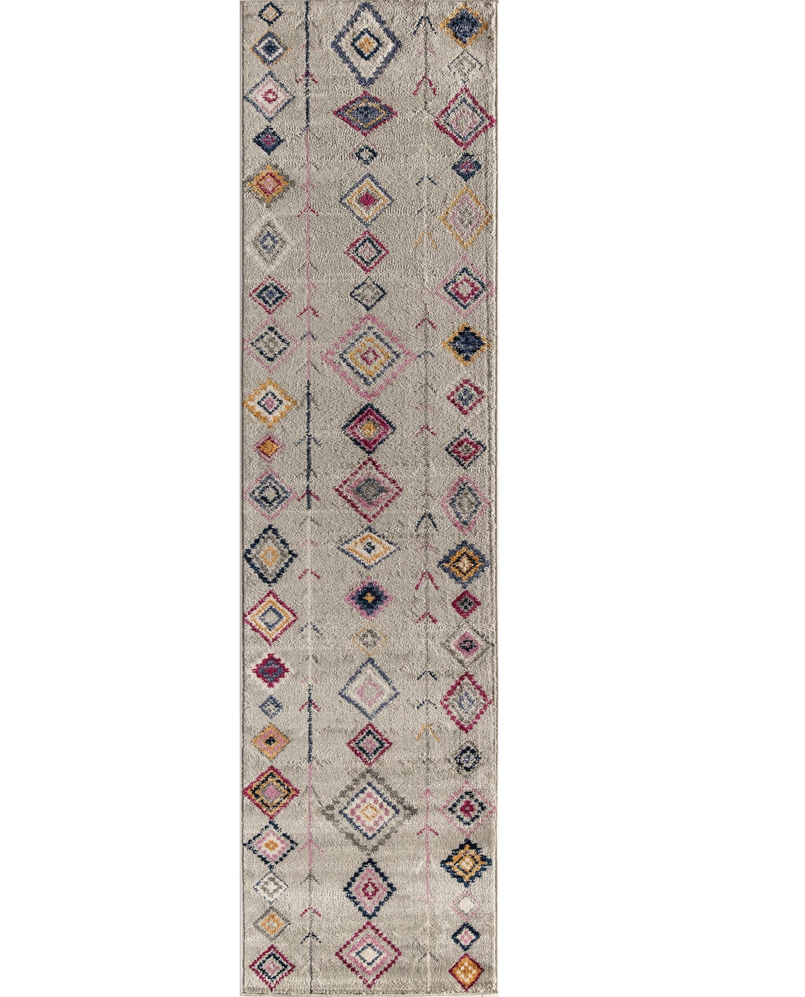 Soleil BR15B Native Grey Tribal Moroccan Light Gray Area Rug, 2'3"x6'