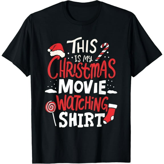 This Is My Christmas Movie Watching Shirt Text Movie Lovers T-Shirt