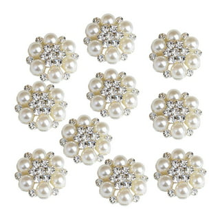 4 Pieces Flower Shaped Crystal Rhinestone Buttons Flatback Bling Decorative Embellishments for Jewelry Bag Crafts Hat Decoration Set , 4 Pcs Gold
