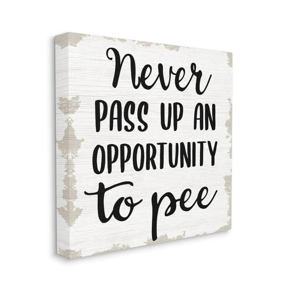 Stupell Industries Bathroom Phrase Never Pass Up An Opportunity Toilet Humor Canvas Wall Art Design by Daphne Polselli, 36" x 36"