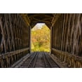 thumbnail image 2 of Jones, Allison 32x23 White Modern Wood Framed Museum Art Print Titled - USA-Vermont-Fall foliage seen off Rt 15-Wolcott-Fisher Covered Railroad Bridge (1908), 2 of 4