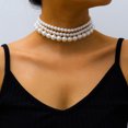 thumbnail image 4 of Gargantilla de perlas en capas, collar ajustable, collares para mujeres y niñas, 4 of 5