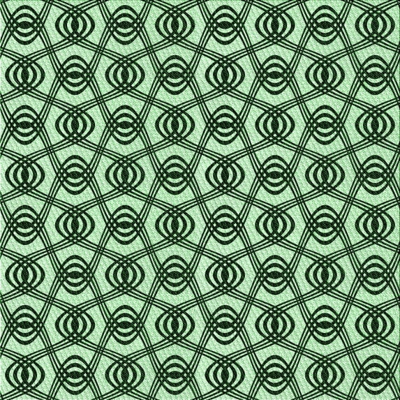 Ahgly Company Machine Washable Indoor Square Transitional Dark Forest Green Area Rugs, 7' Square
