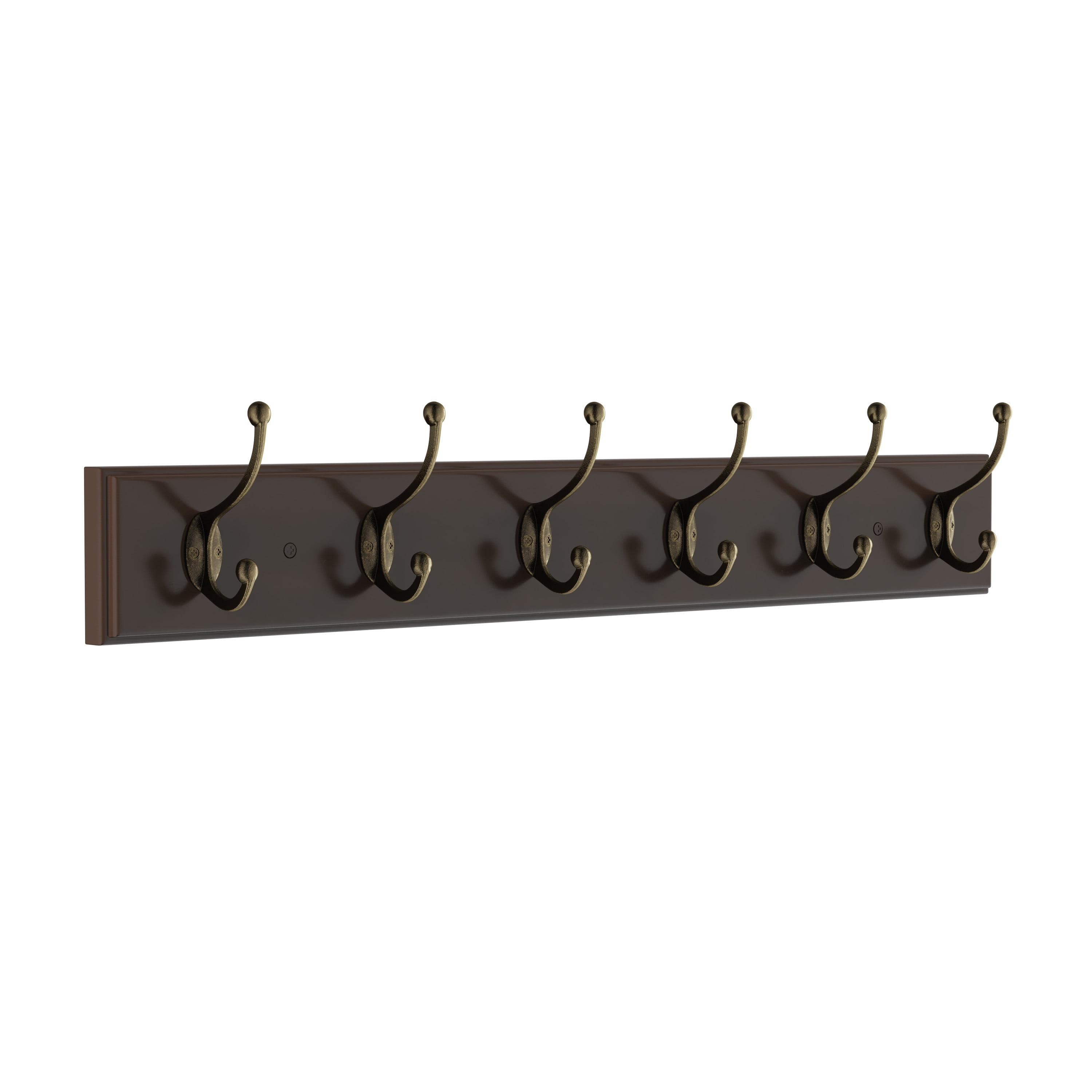 VERTORGAN Coat Hooks, Wood Rack Wall-Mounted, 31.5 Inch Entryway Shelf with  10 Hooks (Brown)