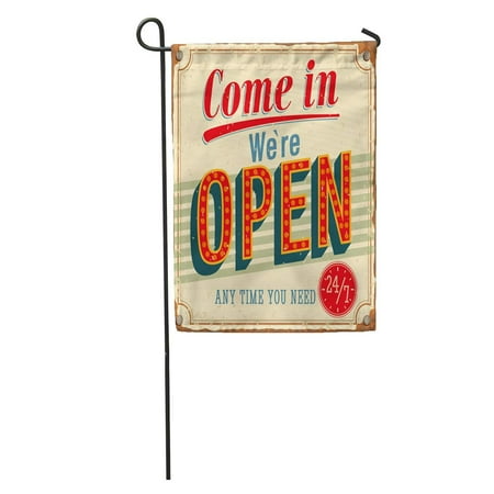 Grocery Store Furniture LADDKE Red Retro Vintage Come in We Re Open Sign Metal Service Grocery Store Garden Flag Decorative Flag House Banner 12x18 inch ()
