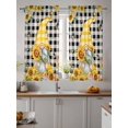 thumbnail image 2 of Gnomes Plaid Curtains 45 Inch Length,Sheer Curtains for Bedroom Living Room Window Yellow Sunflower Farmhouse Bee Black Check Rod Pocket Drapes Kitchen Curtains Small Half Window 52"x45" 2 Panels, 2 of 7