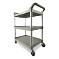 thumbnail image 4 of Rubbermaid Commercial Economy Plastic Cart, Three-Shelf, 18.63w x 33.63d x 37.75h, Platinum -RCP342488PM, 4 of 5