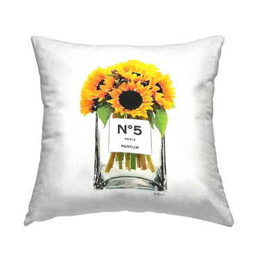 Stupell Industries Sunflower Blooms Stylish Perfume Square Decorative Printed Throw Pillow, 18 x 18,