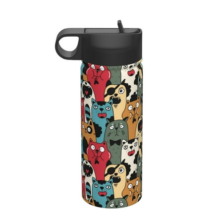 

Gaeub Different Cats 1 Printed 18oz Sports Insulated Kettle With Straw Sports Insulated Bottle Water Bottle For Running Hiking Cycling Climbing Mens Womans Insulated Water Bottle