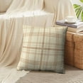 thumbnail image 4 of LALILO Throw Pillow Covers Tartan Plaid Checkered Stripes Cream Cushion Cover 18" x 18", 4490 Pack, 4 of 6