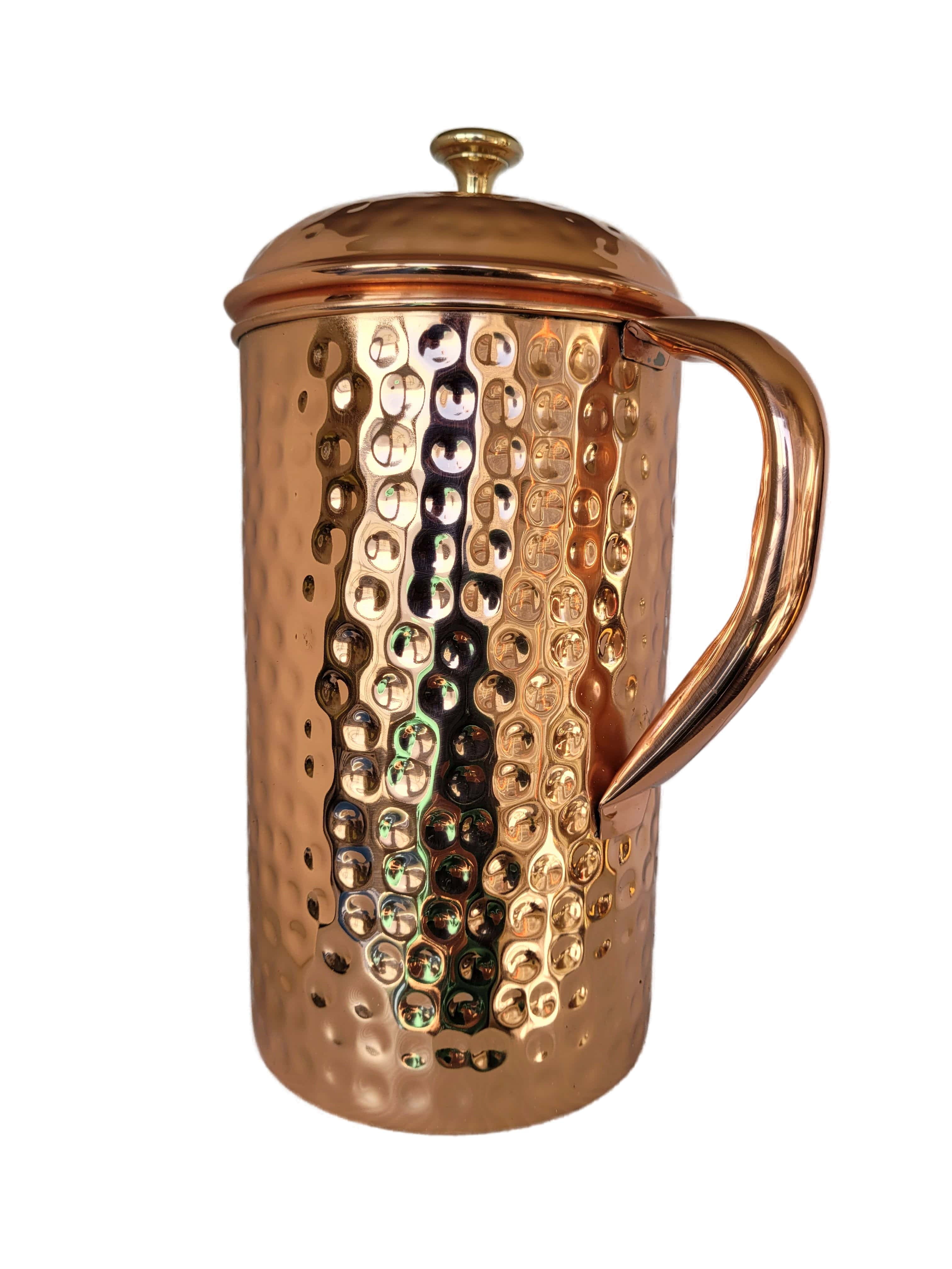 100% Pure Copper Water Pitcher Pot Jug 1.5L For Drinking Water Ayurvedic Benefit 