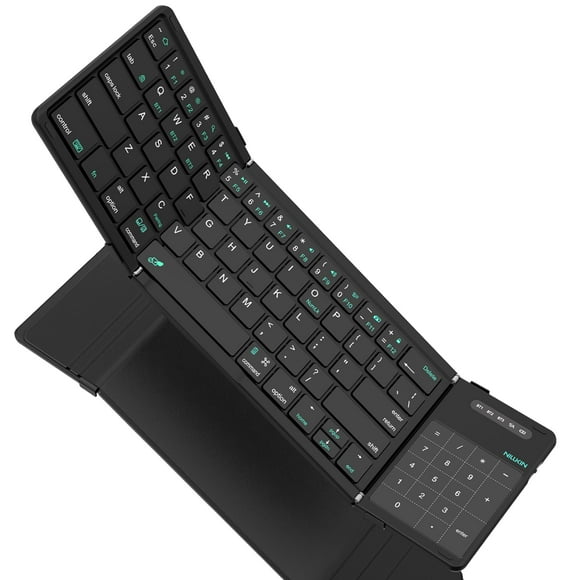 Nillkin Foldable Keyborad with Touchpad & Number Pad, Bluetooth Keyboard with Trackpad, Folding Wireless Portable Keyboard for PC Laptop iPad Tablets