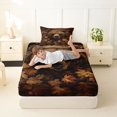 thumbnail image 4 of Manfei Flag Fall Leaves Twin Sheets,Rustic Bear Bedding,Red Gold,3pcs,1 Fitted Sheet and 1 Pillowcase, 4 of 6