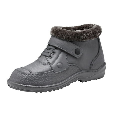 

Pianpianzi Comfortable Hiking Shoes Men Hiking Boots Wide Foot Lined Shoe Round Fashion Winter Sport Boots Men Buckle Snow Keep Shoes Flat Warm Strap Toe NonSlip Men s boots