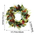 thumbnail image 3 of 17.71 Inch Christmas Wreath with Light String for Front Door, Xmas Home Wall Windows Outdoor, Farmhouse Xmas Wreath Decorated with Pine Cones, Berries, Flowers and Balls Ornaments, 3 of 7