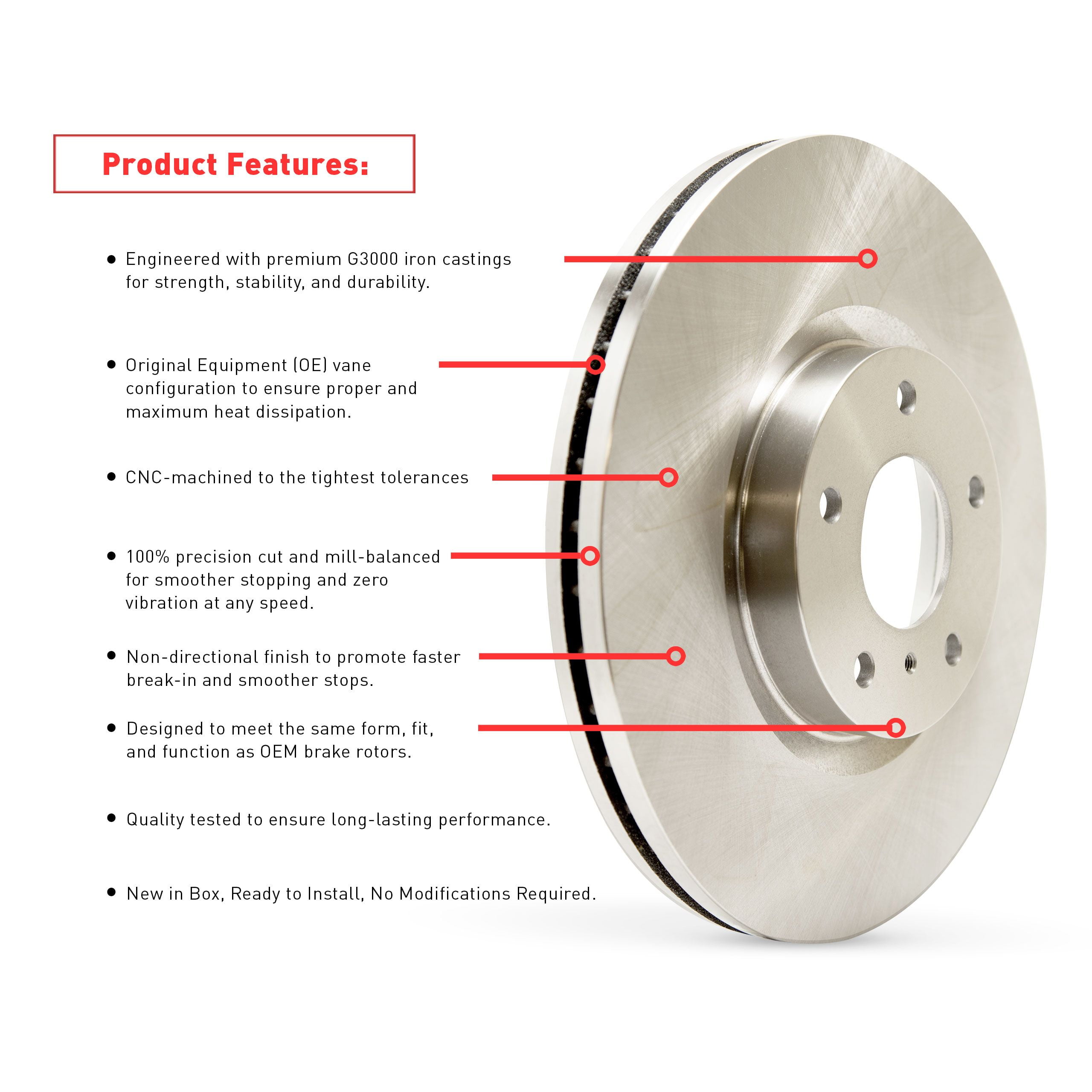 Dynamic Friction Company Front Brake Rotors Kit | 4000 HybriDynamic Brake Pads includes Hardware 6812-46017